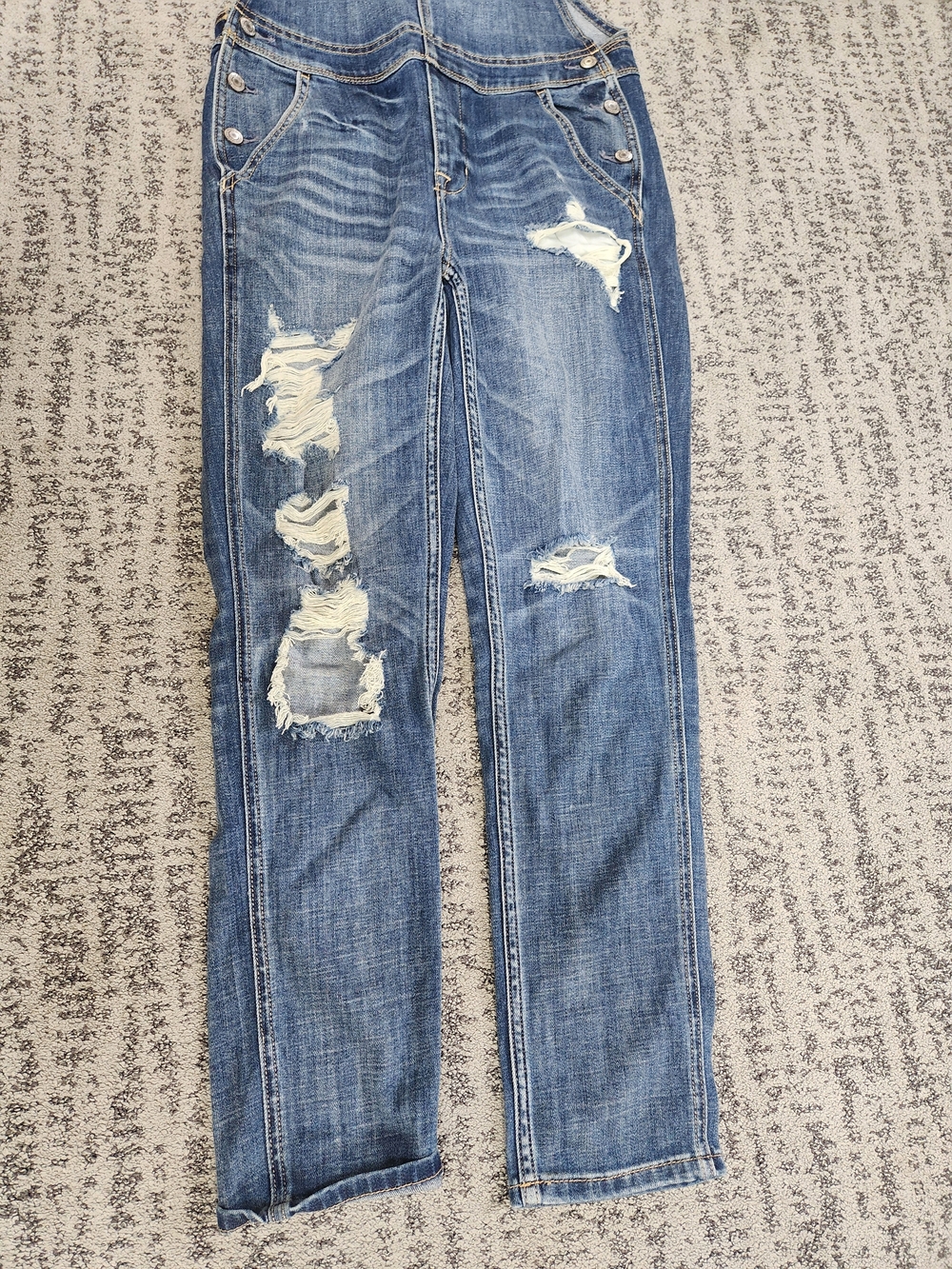 American Eagle Outfitters Distressed Blue Denim Overalls - Picture 3 of 6